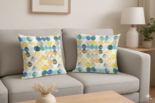 FABRIGAANZA Designer and Decorative Printed Square Cushion Cover - Multicolor Circle