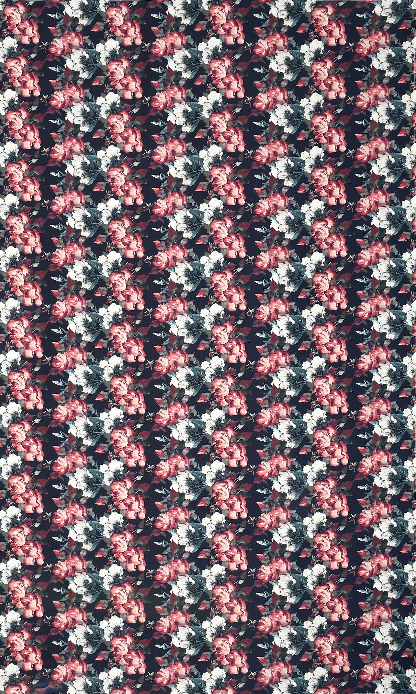 FABRIGAANZA Polyester Printed Tablecloth for 6 to 8 Seater Dining (140 cm x 240 cm) Black Floral