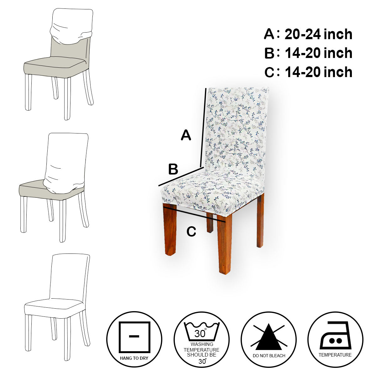 FABRIGAANZA Printed Dining Chair Cover - White Floral