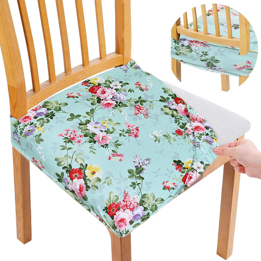 FABRIGAANZA Dining Chair Seat Cover Easily Washable Stretchable and Comfortable for Dining Room Universal Size - Green Floral