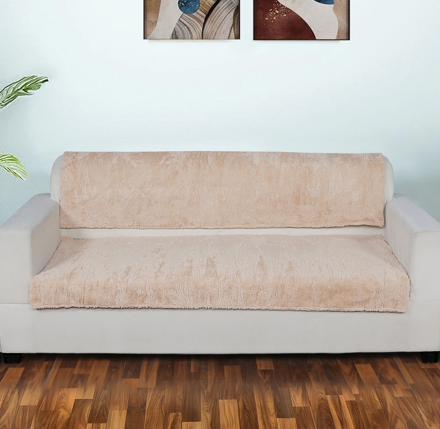 FABRIGAANZA Premium Faux Fur Rabbit Sofa Seat Cover with Heavy Antiskid Backing