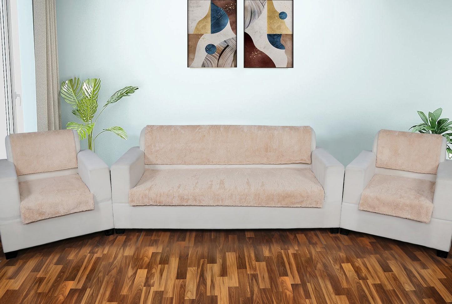 FABRIGAANZA Premium Faux Fur Rabbit Sofa Seat Cover with Heavy Antiskid Backing