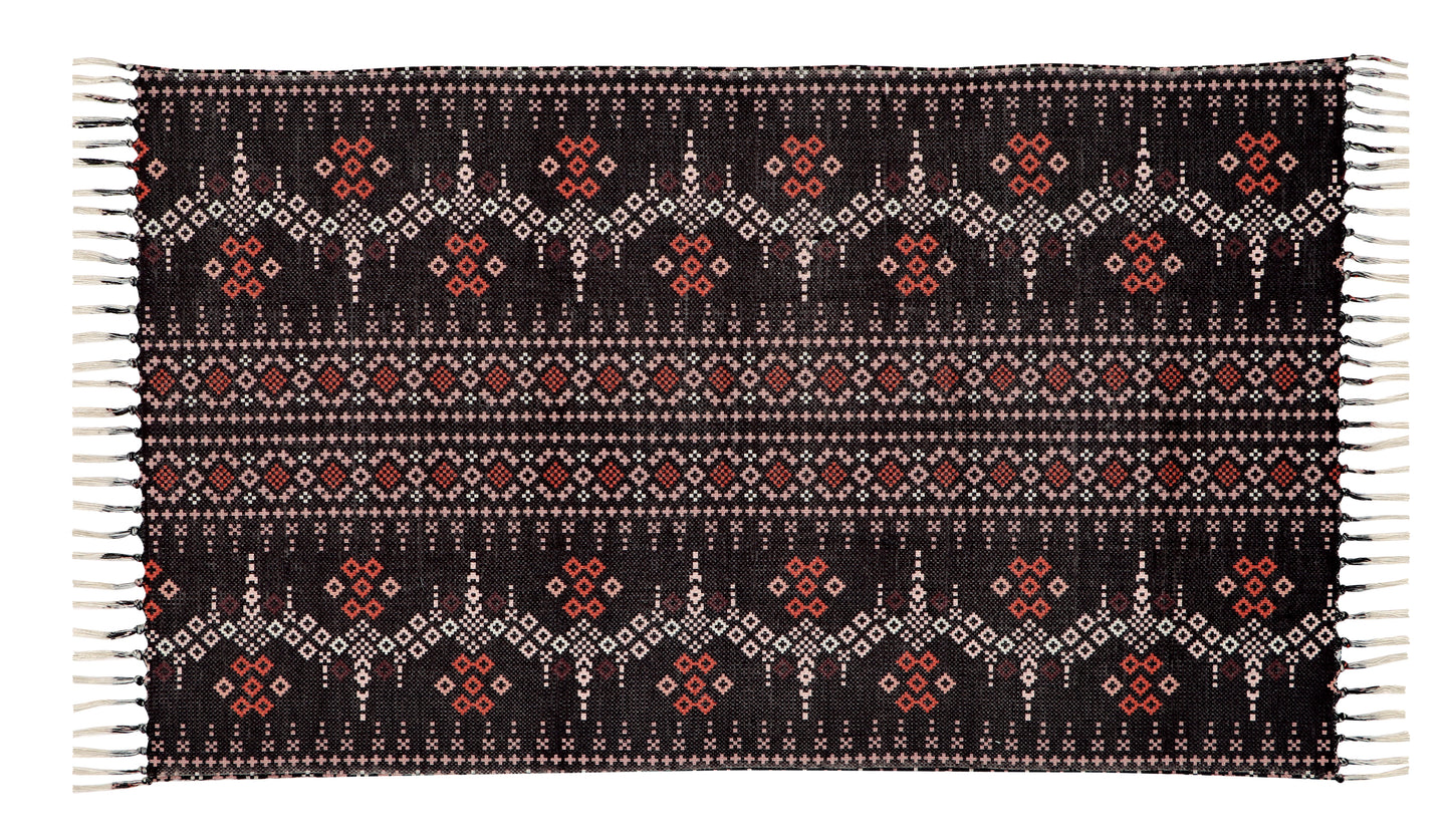 FABRIGAANZA Handmade Printed Dhurrie Carpet Rug Runner and Carpets for Living Room/Drawing Room/Bedroom/Home ( Multicolor Damask )