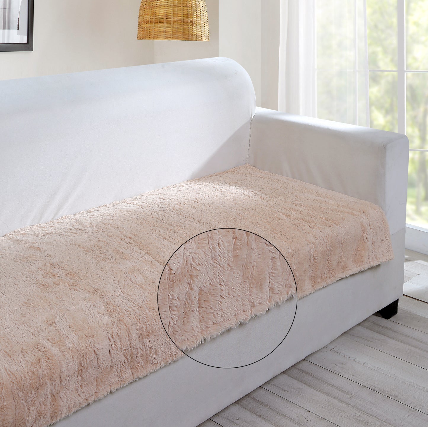 FABRIGAANZA Premium Faux Fur Rabbit Sofa Seat Cover with Heavy Antiskid Backing