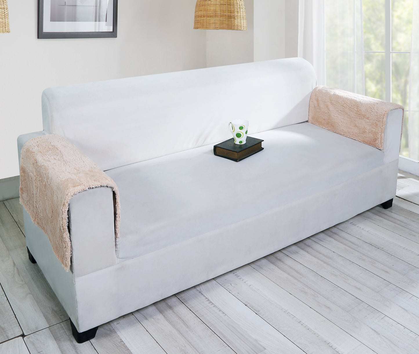 FABRIGAANZA Premium Faux Fur Rabbit Sofa Seat Cover with Heavy Antiskid Backing