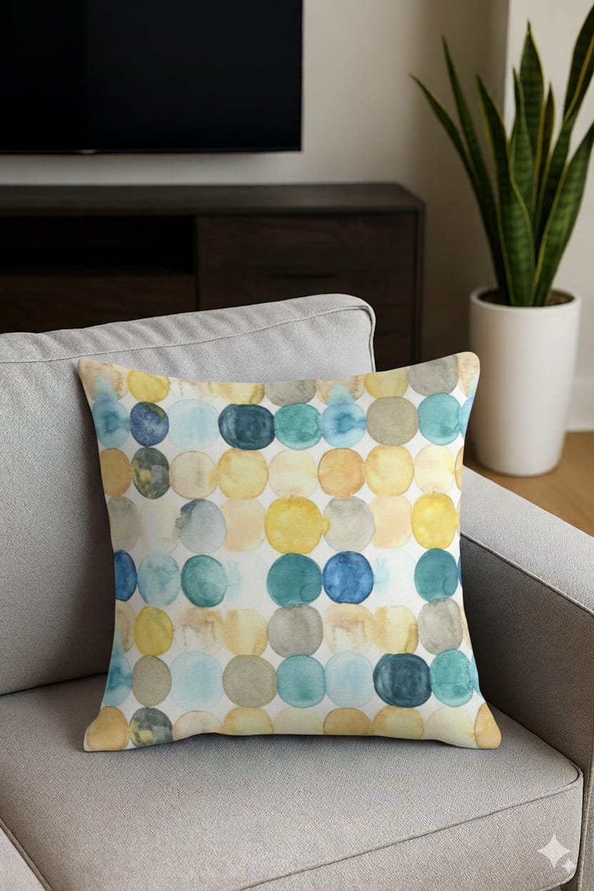 FABRIGAANZA Designer and Decorative Printed Square Cushion Cover - Multicolor Circle