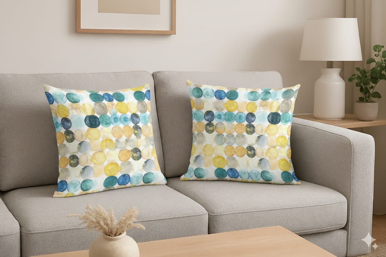 FABRIGAANZA Designer and Decorative Printed Square Cushion Cover - Multicolor Circle