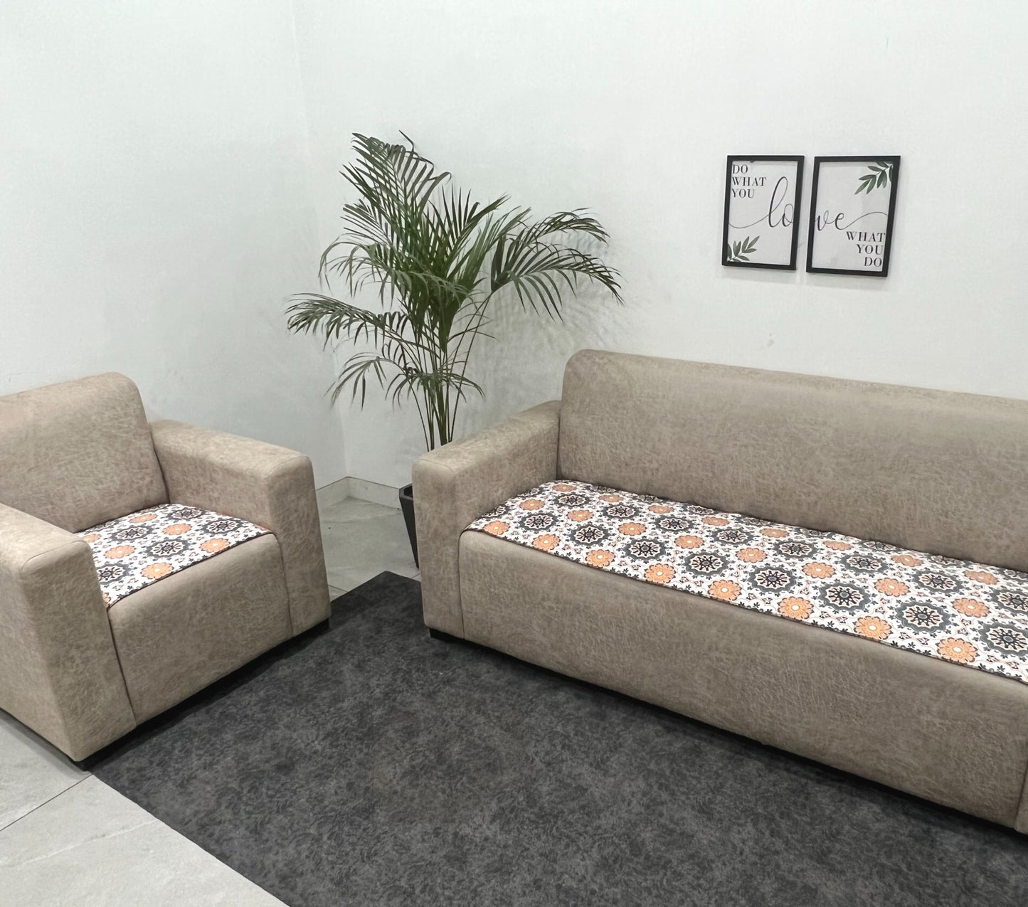 FABRIGAANZA Printed Sofa seat Cover with Heavy Antiskid Backing Sofa seat Runner - Multicolor Damask