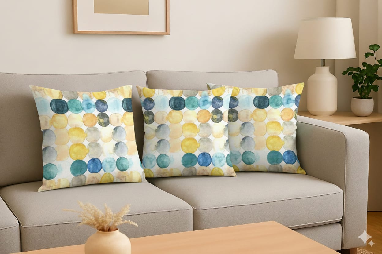 FABRIGAANZA Designer and Decorative Printed Square Cushion Cover - Multicolor Circle