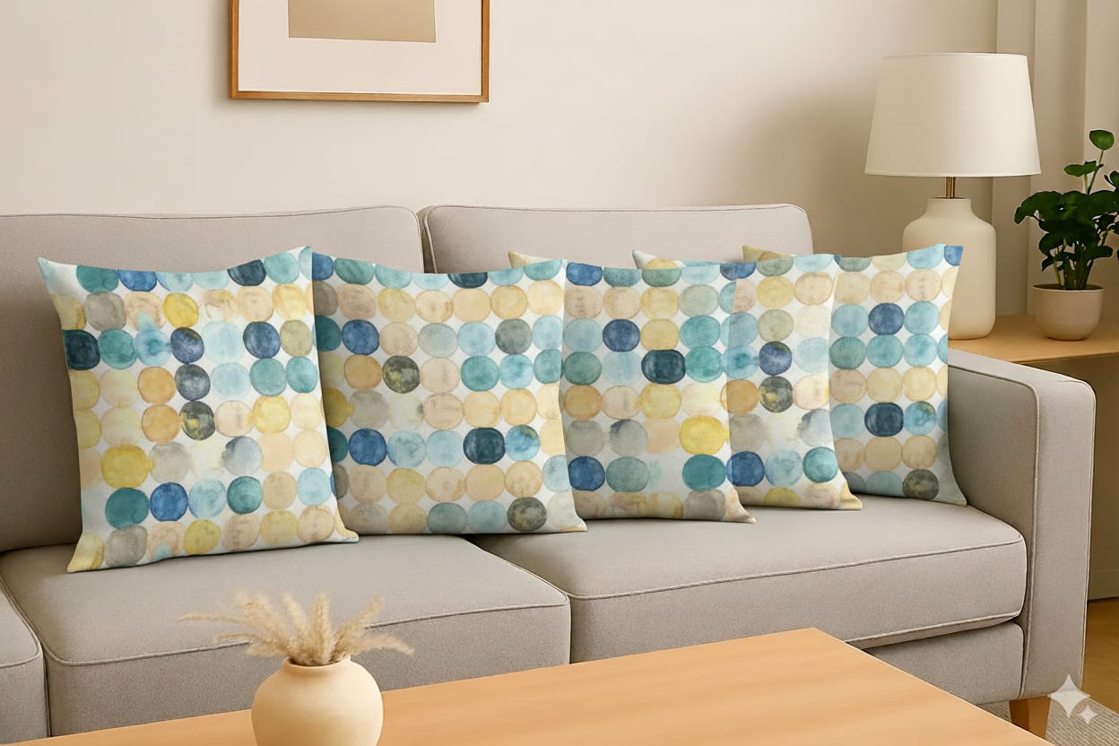 FABRIGAANZA Designer and Decorative Printed Square Cushion Cover - Multicolor Circle