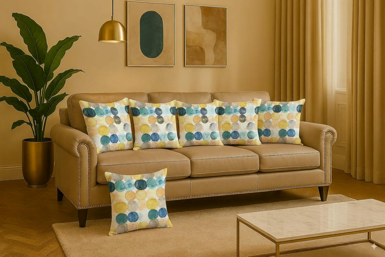 FABRIGAANZA Designer and Decorative Printed Square Cushion Cover - Multicolor Circle