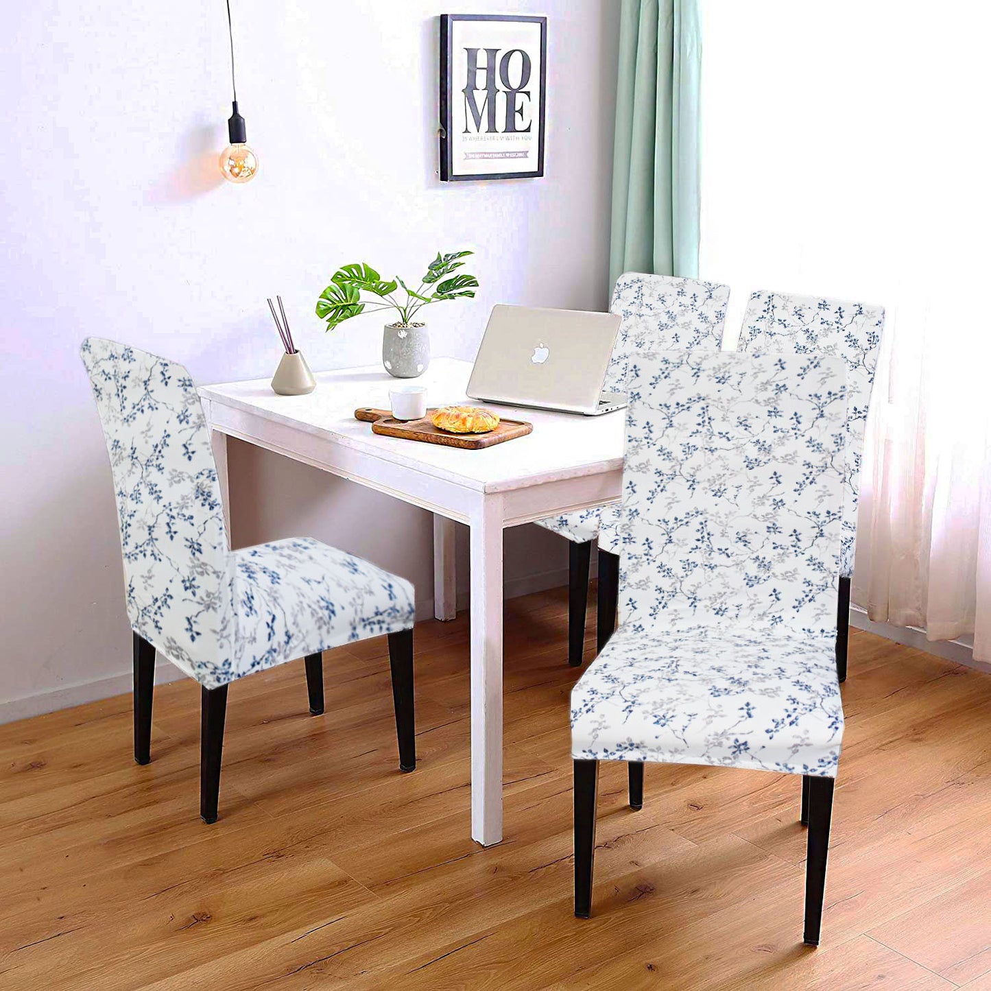 FABRIGAANZA Printed Dining Chair Cover - White Floral