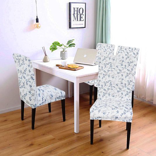 FABRIGAANZA Printed Dining Chair Cover - White Floral