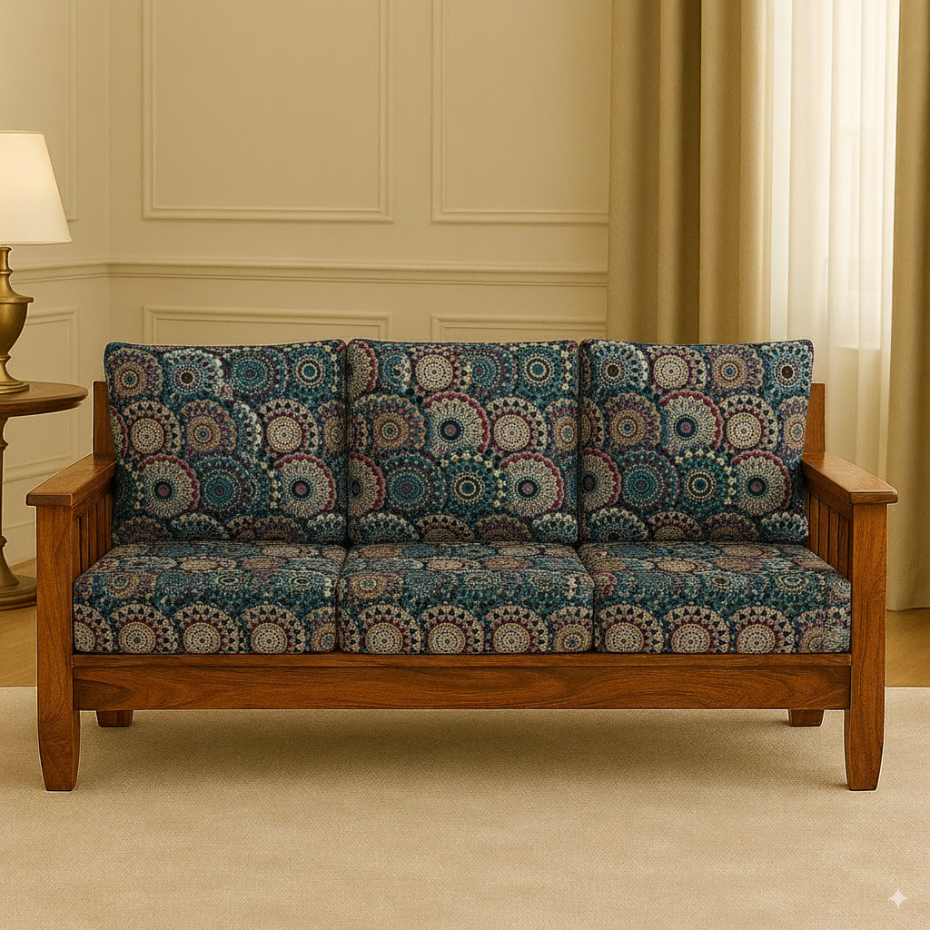 FABRIGAANZA Stretchable/Spandex Printed Sofa Slip Cover, Sofa seat Covers can use for living room, Couch, Wooden Sofas & Offices - Multicolor Rangoli