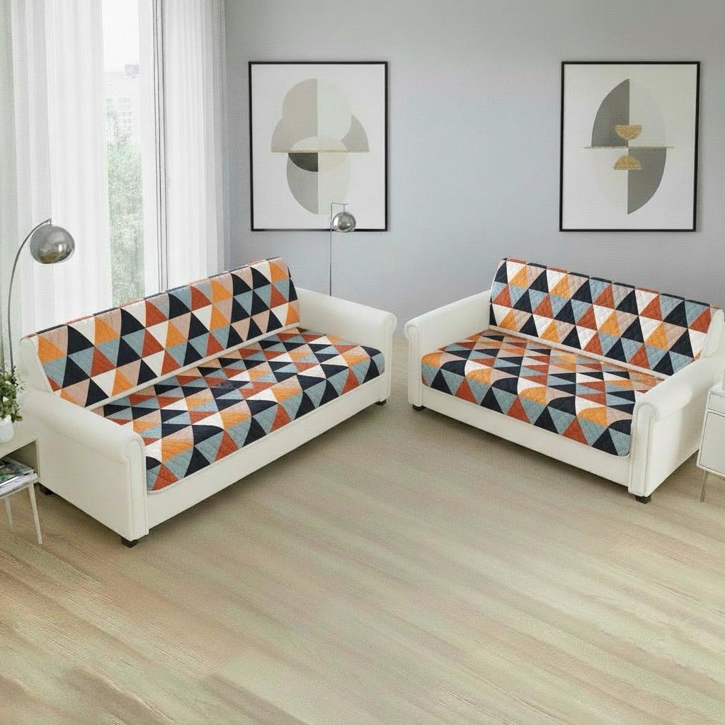 FABRIGAANZA Printed Sofa Seat Cover| Quilted Velvet  | Heavy Antiskid Backing