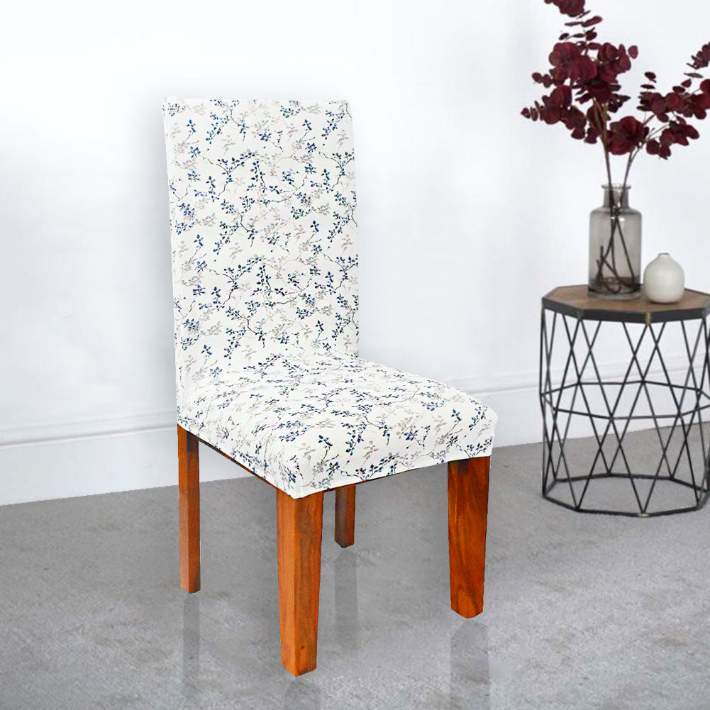 FABRIGAANZA Printed Dining Chair Cover - White Floral