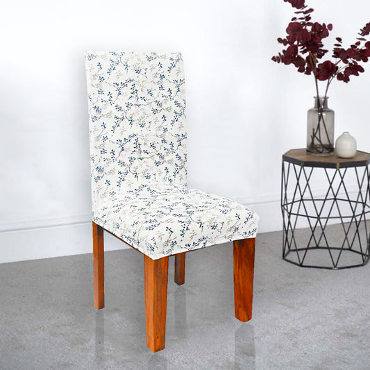 FABRIGAANZA Printed Dining Chair Cover - White Floral
