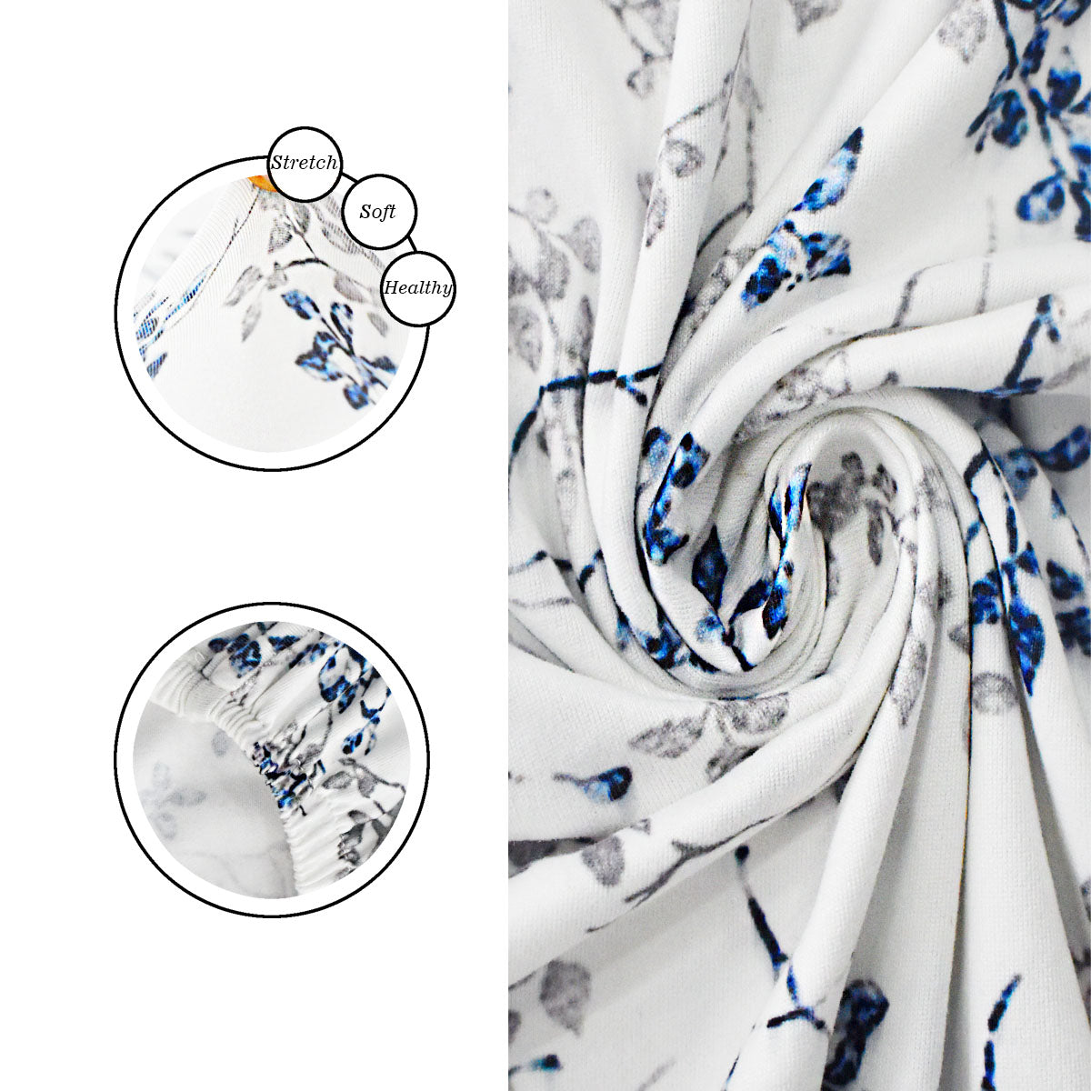 FABRIGAANZA Printed Dining Chair Cover - White Floral