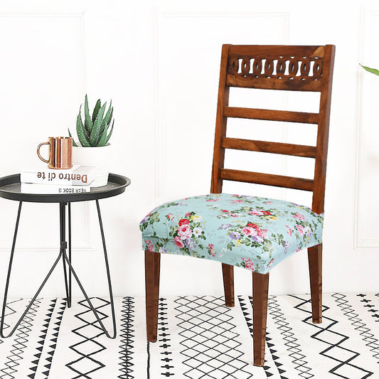 FABRIGAANZA Dining Chair Seat Cover  Easily Washable Stretchable and Comfortable for Dining Room Universal Size - Green Floral