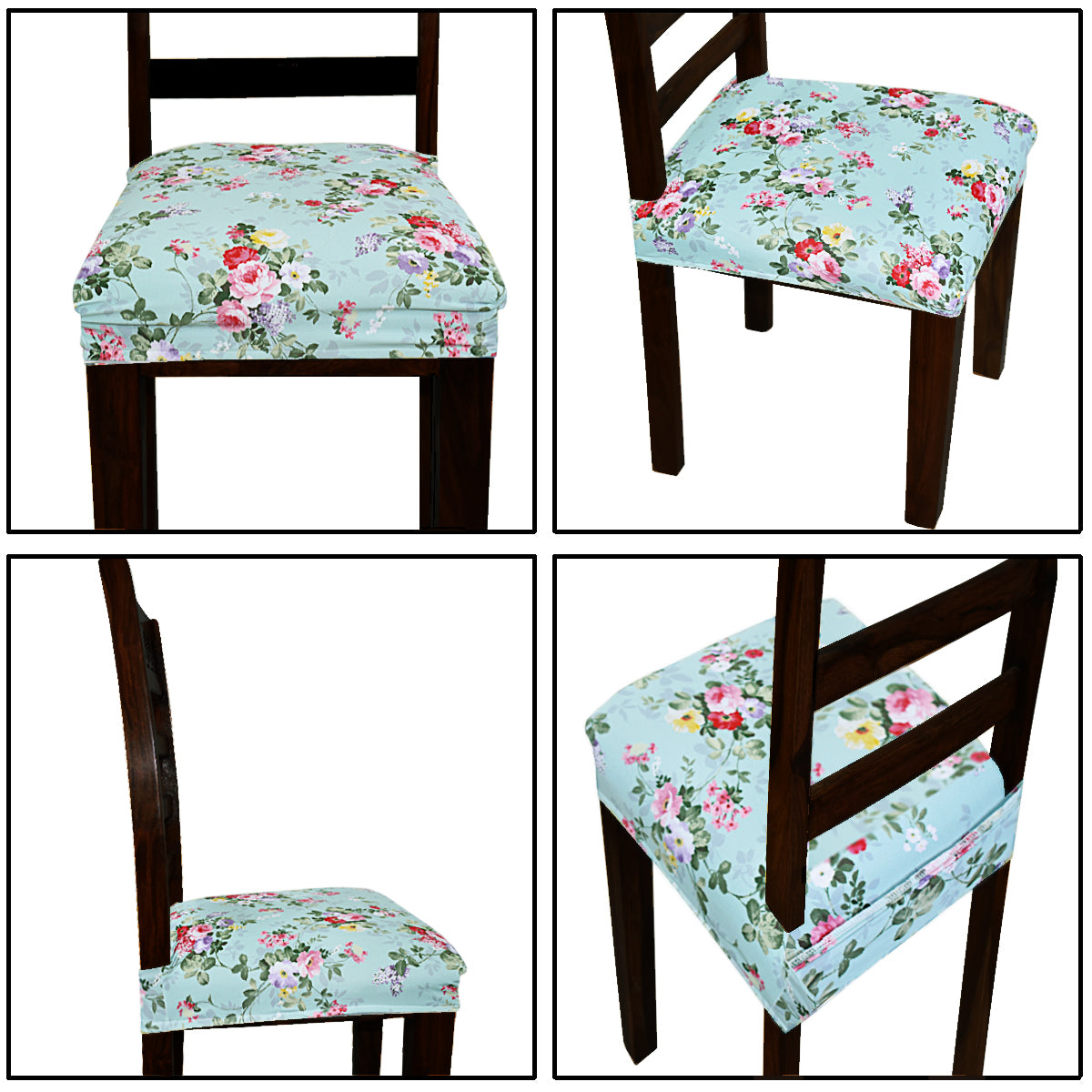 FABRIGAANZA Dining Chair Seat Cover  Easily Washable Stretchable and Comfortable for Dining Room Universal Size - Green Floral