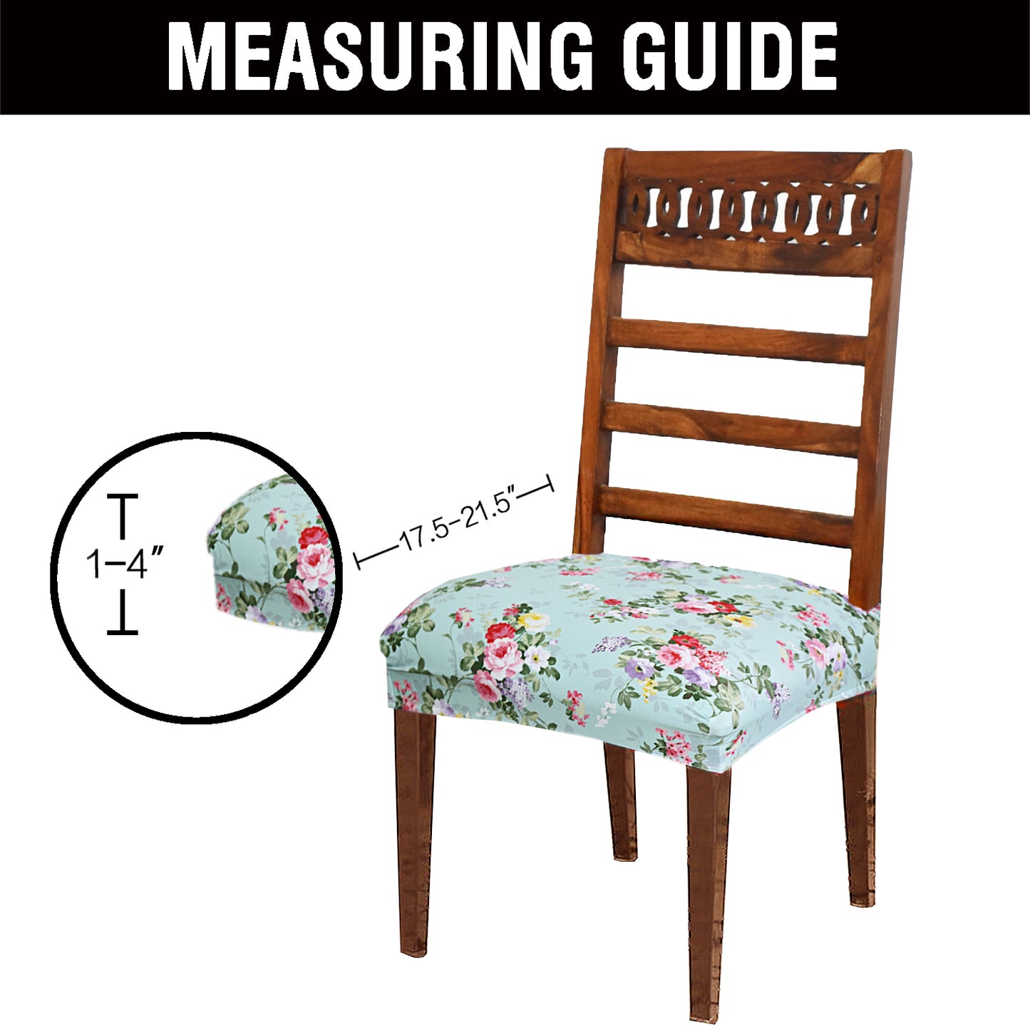 FABRIGAANZA Dining Chair Seat Cover  Easily Washable Stretchable and Comfortable for Dining Room Universal Size - Green Floral