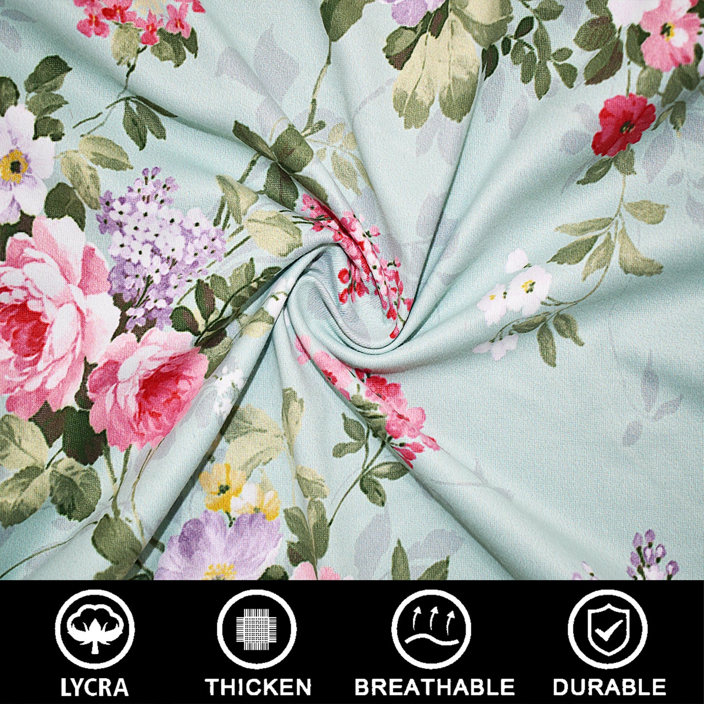 FABRIGAANZA Dining Chair Seat Cover  Easily Washable Stretchable and Comfortable for Dining Room Universal Size - Green Floral