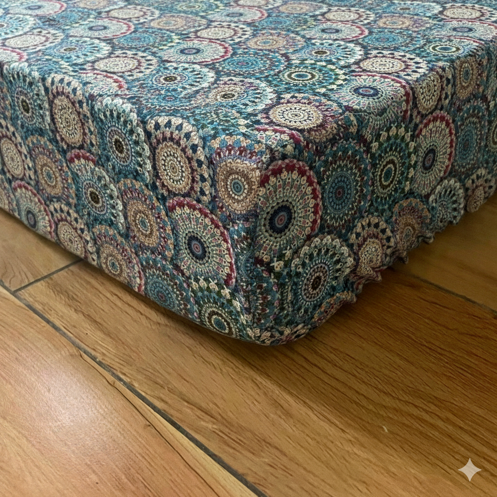 FABRIGAANZA Stretchable/Spandex Printed Sofa Slip Cover, Sofa seat Covers can use for living room, Couch, Wooden Sofas & Offices - Multicolor Rangoli