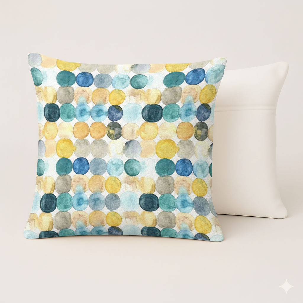 FABRIGAANZA Designer and Decorative Printed Square Cushion Cover - Multicolor Circle