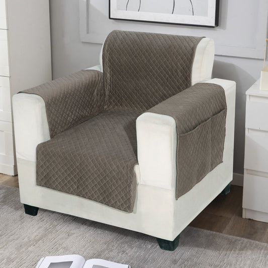 FABRIGAANZA Quilted Sofa Cover | Premium Armchair Protector with Anti-Slip Backing and Side Pockets, Soft & Washable Fabric | Ideal for Homes with Pets, Kids, Daily Use - Solid Beige